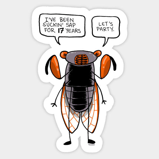 Cicada Party Sticker by Jay Hosler Tees